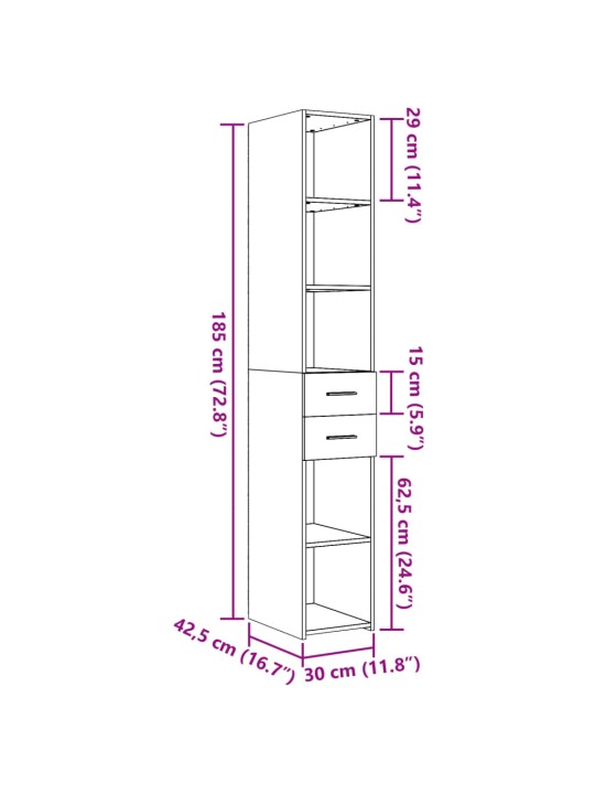 Skříň highboard betonově šedá 30x42,5x185 cm kompozitní dřevo