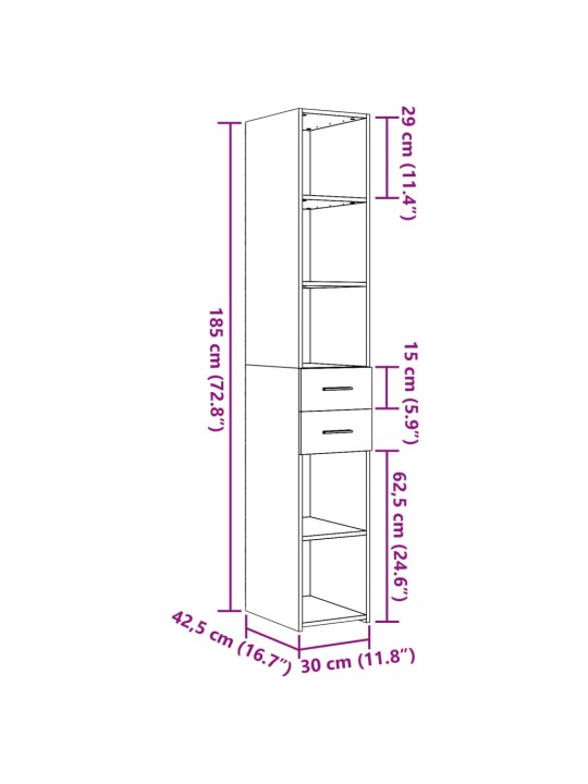 Skříň highboard šedá sonoma 30 x 42,5 x 185 cm kompozitní dřevo