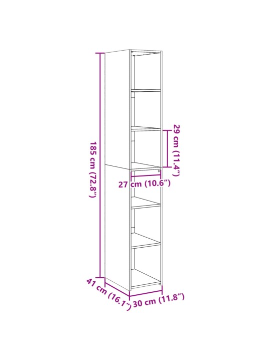 Skříň highboard betonově šedá 30 x 41 x 185 cm kompozitní dřevo