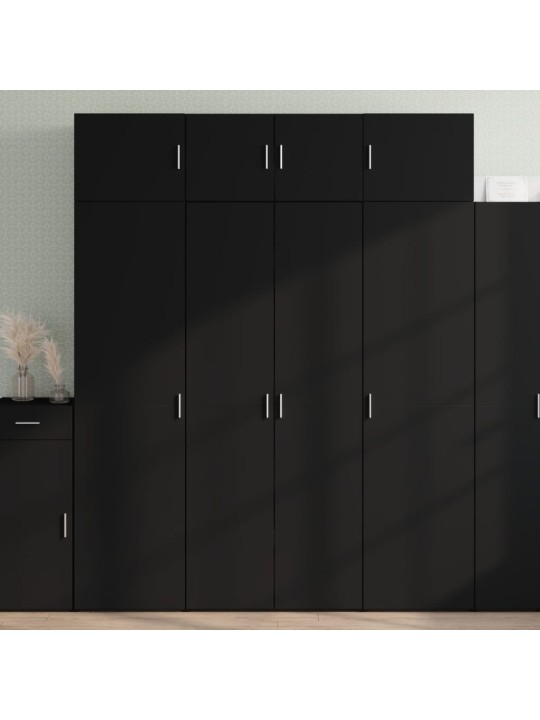 Úzká úložná černá 80 x 42,5 x 225 cm kompozitní dřevo