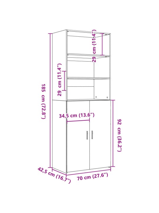 Skříň highboard šedá sonoma 70 x 42,5 x 185 cm kompozitní dřevo