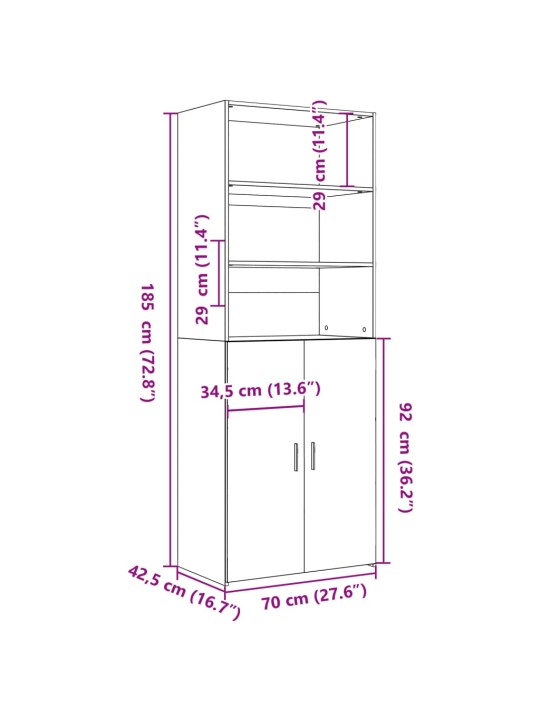 Skříň highboard hnědý dub 70 x 42,5 x 185 cm kompozitní dřevo