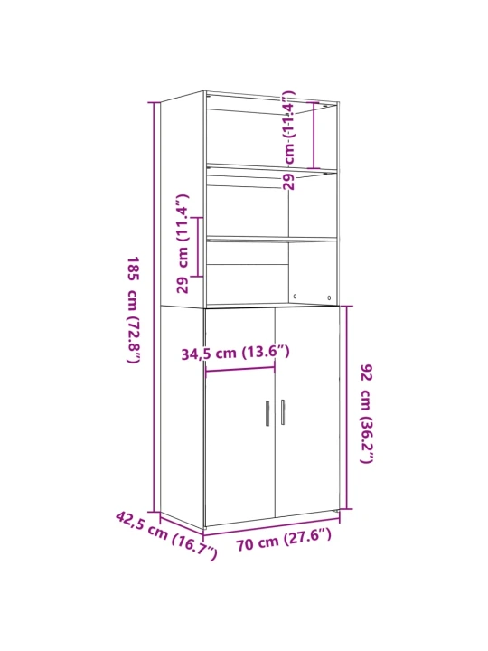 Skříň highboard hnědý dub 70 x 42,5 x 185 cm kompozitní dřevo
