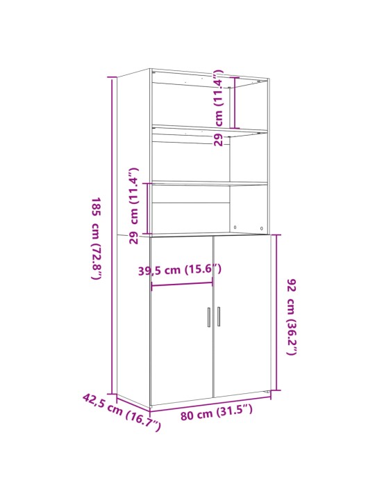Skříň highboard dub sonoma 80 x 42,5 x 185 cm kompozitní dřevo