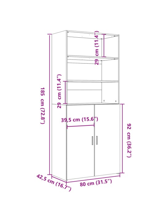 Skříň highboard kouřový dub 80 x 42,5 x 185 cm kompozitní dřevo