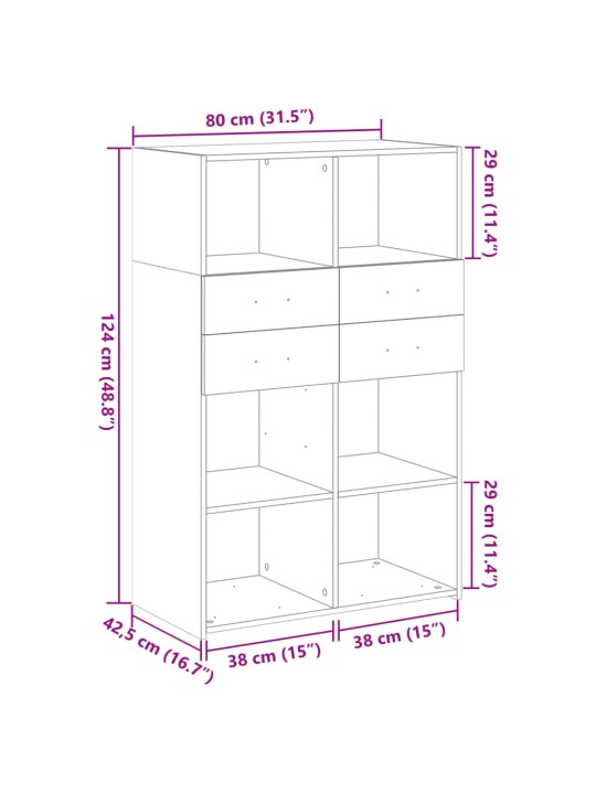 Skříň highboard bílá 80 x 42,5 x 124 cm kompozitní dřevo