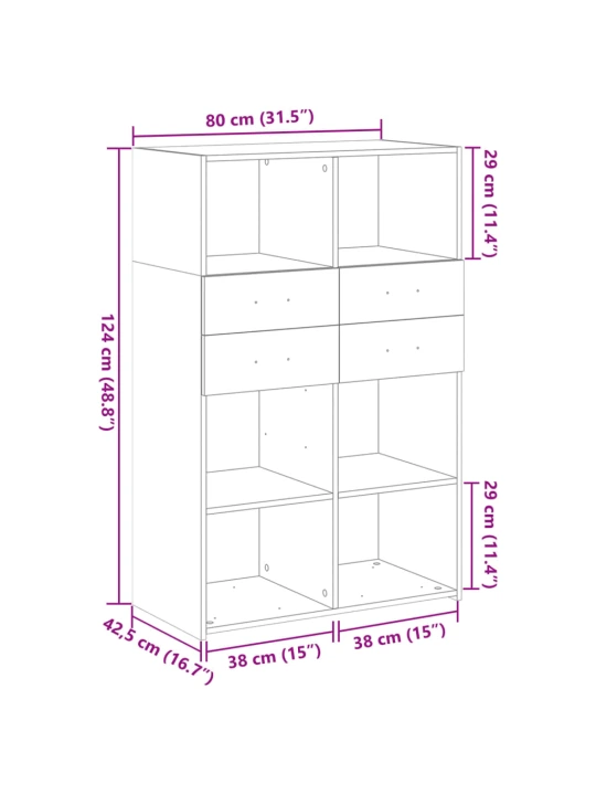 Skříň highboard bílá 80 x 42,5 x 124 cm kompozitní dřevo