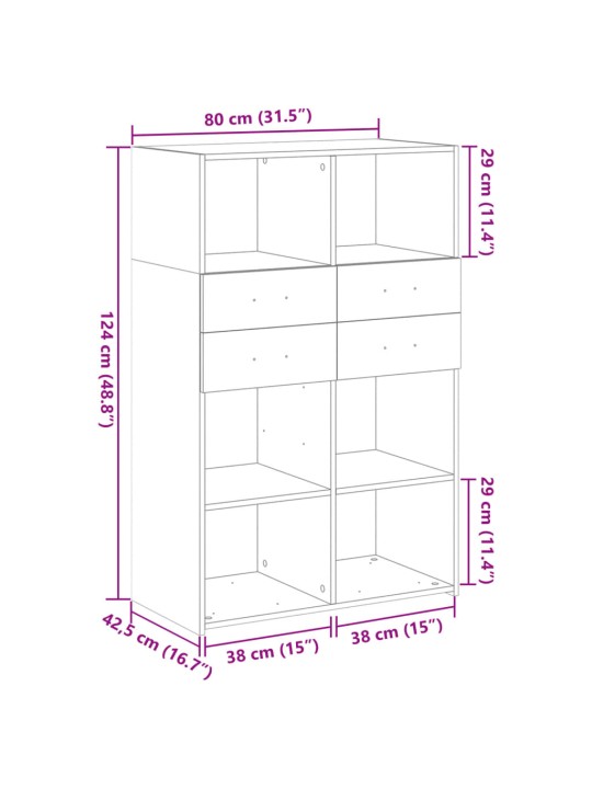 Skříň highboard dub sonoma 80 x 42,5 x 124 cm kompozitní dřevo