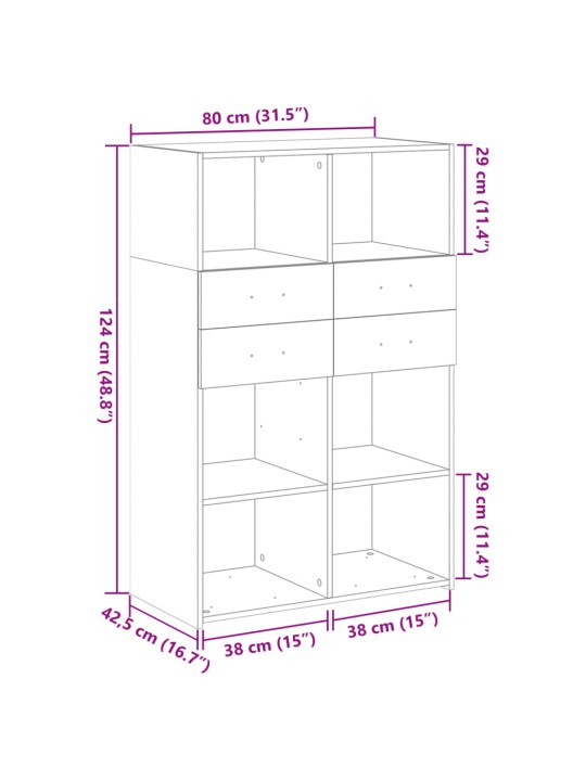 Skříň highboard šedá sonoma 80 x 42,5 x 124 cm kompozitní dřevo