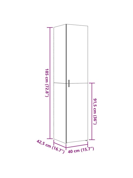 Skříň highboard kouřový dub 40 x 42,5 x 185 cm kompozitní dřevo