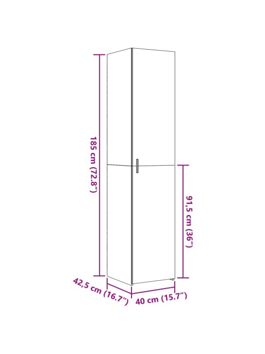 Skříň highboard hnědý dub 40 x 42,5 x 185 cm kompozitní dřevo