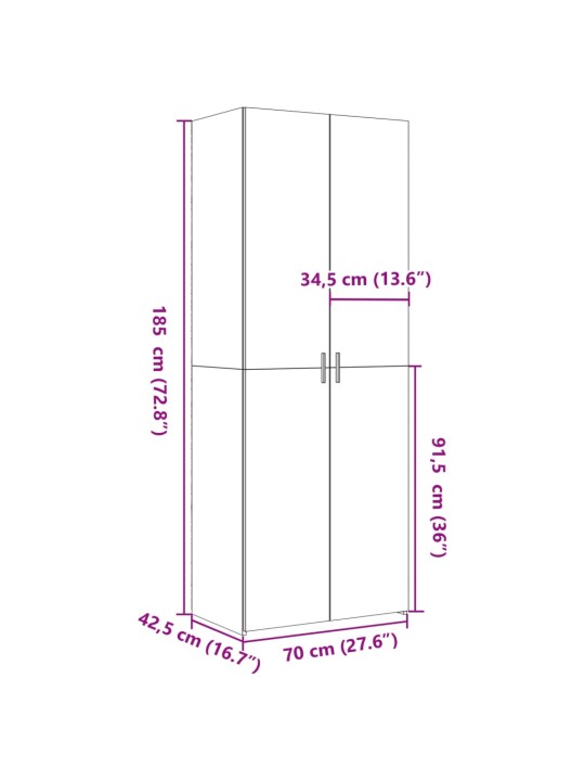 Skříň highboard kouřový dub 70 x 42,5 x 185 cm kompozitní dřevo