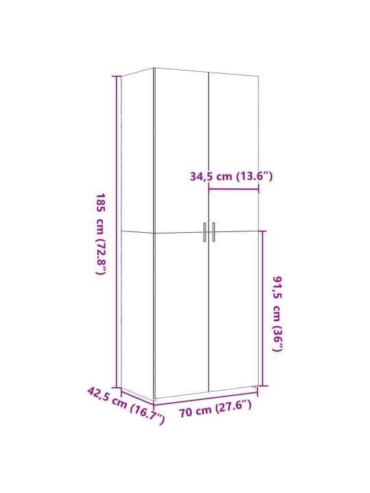 Skříň highboard šedá sonoma 70 x 42,5 x 185 cm kompozitní dřevo