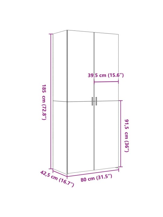 Skříň highboard šedá sonoma 80 x 42,5 x 185 cm kompozitní dřevo