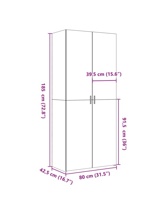 Skříň highboard hnědý dub 80 x 42,5 x 185 cm kompozitní dřevo