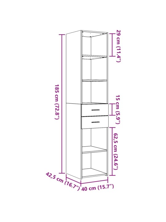 Skříň highboard bílá 40 x 42,5 x 185 cm kompozitní dřevo