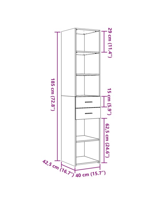 Skříň highboard kouřový dub 40 x 42,5 x 185 cm kompozitní dřevo