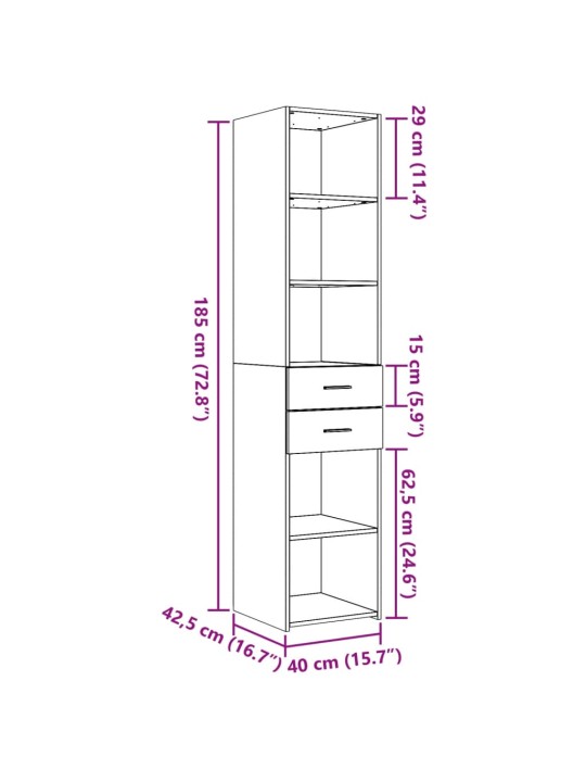 Skříň highboard šedá sonoma 40 x 42,5 x 185 cm kompozitní dřevo