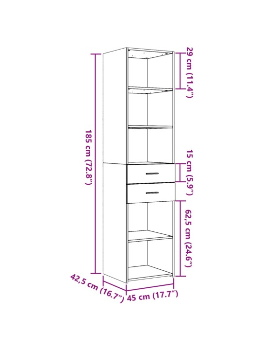 Skříň highboard kouřový dub 45 x 42,5 x 185 cm kompozitní dřevo
