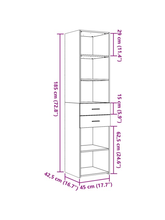 Skříň highboard hnědý dub 45 x 42,5 x 185 cm kompozitní dřevo