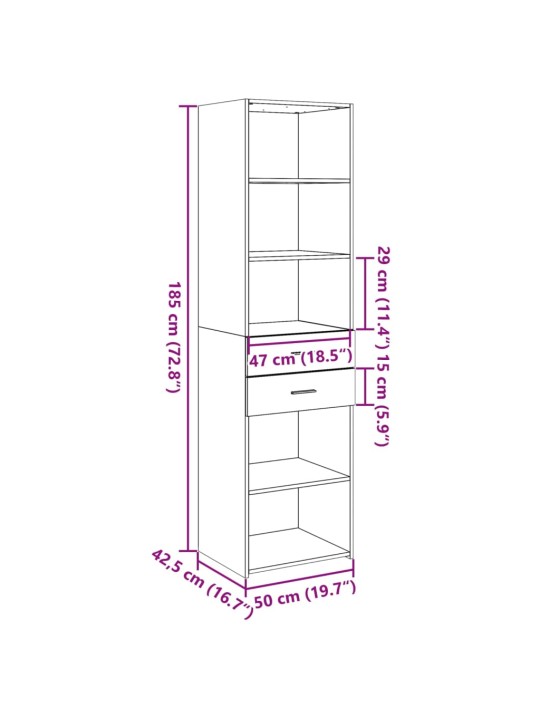 Skříň highboard kouřový dub 50 x 42,5 x 185 cm kompozitní dřevo