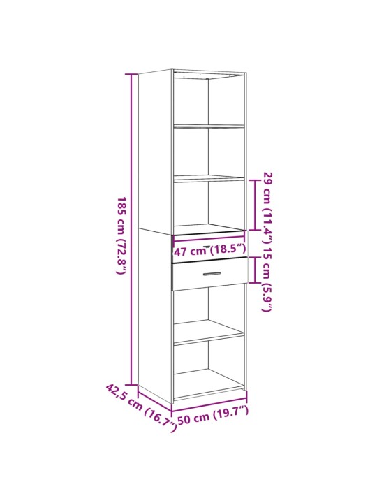 Skříň highboard šedá sonoma 50 x 42,5 x 185 cm kompozitní dřevo