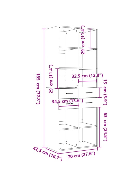 Skříň highboard černá 70 x 42,5 x 185 cm kompozitní dřevo