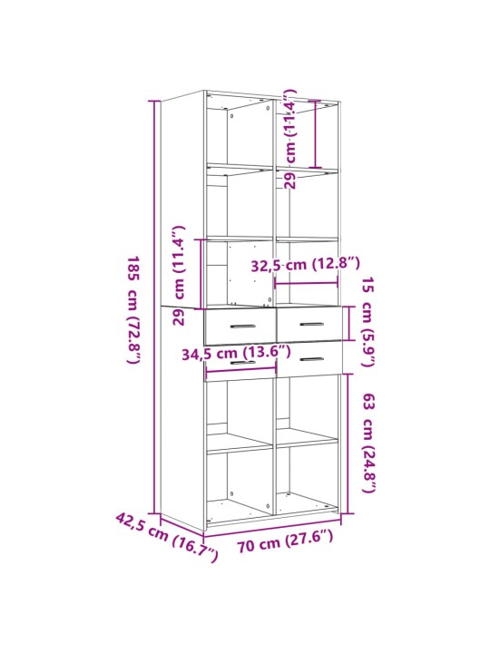 Skříň highboard hnědý dub 70 x 42,5 x 185 cm kompozitní dřevo