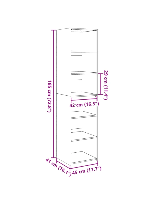 Skříň highboard šedá sonoma 45 x 41 x 185 cm kompozitní dřevo
