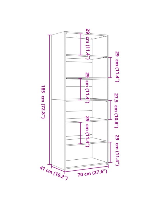 Skříň highboard kouřový dub 70 x 41 x 185 cm kompozitní dřevo