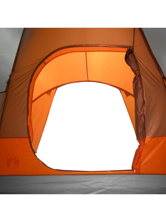 Rodinný stan kopule pro 6 osob šedý a oranžový nepromokavý