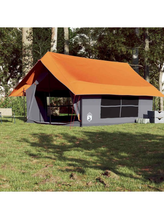 Kempingový stan pro 5 osoby šedý a oranžový nepromokavý