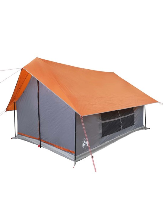 Kempingový stan pro 5 osoby šedý a oranžový nepromokavý