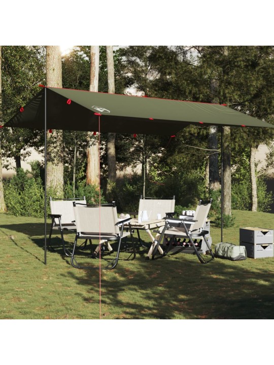 Kempingová plachta olivově zelená 406 x 306 cm nepromokavá