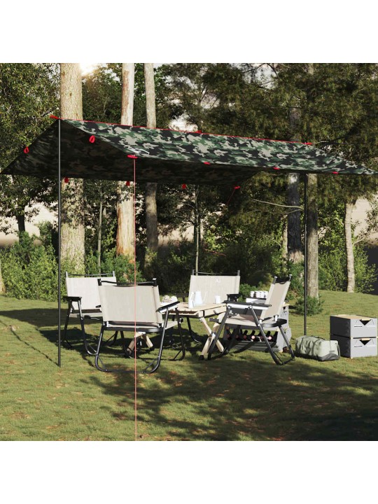 Kempingová plachta maskáčová 406 x 306 cm nepromokavá
