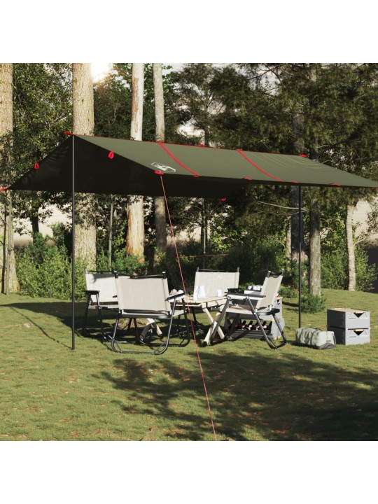 Kempingová plachta olivově zelená 451 x 420 cm nepromokavá