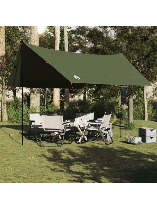 Kempingová plachta olivově zelená 462x306x211 cm nepromokavá