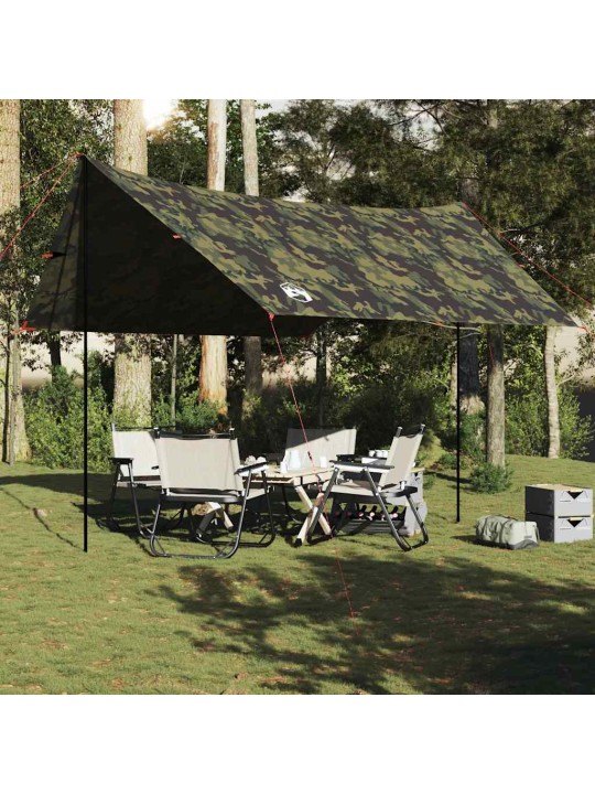 Kempingová plachta maskáčová 462 x 306 x 211 cm nepromokavá