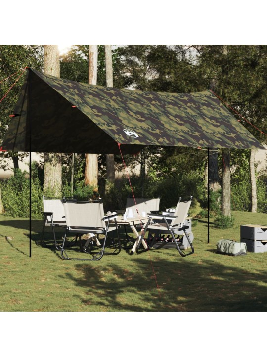 Kempingová plachta maskáčová 462 x 306 x 211 cm nepromokavá