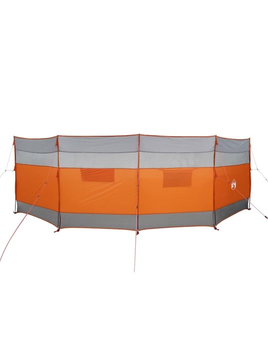 Kempingový větrolam šedý a oranžový 510x153 cm nepromokavá