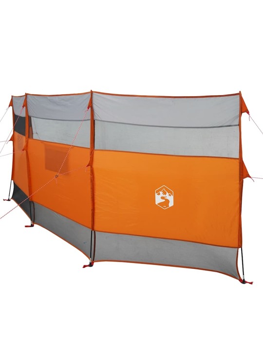 Kempingový větrolam šedý a oranžový 510x153 cm nepromokavá