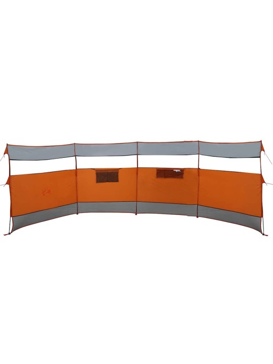 Kempingový větrolam šedý a oranžový 510x153 cm nepromokavá