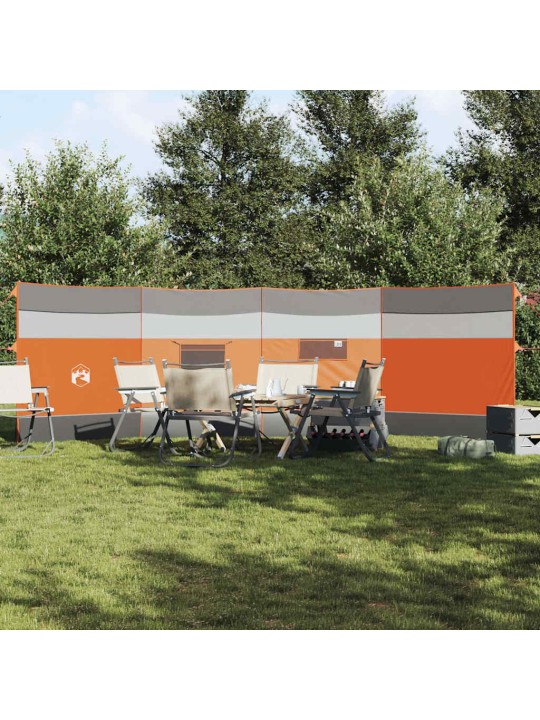 Kempingový větrolam šedý a oranžový 510x153 cm nepromokavá