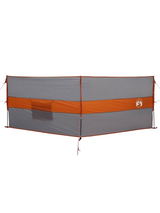Kempingový větrolam šedý a oranžový 344x120 cm nepromokavá
