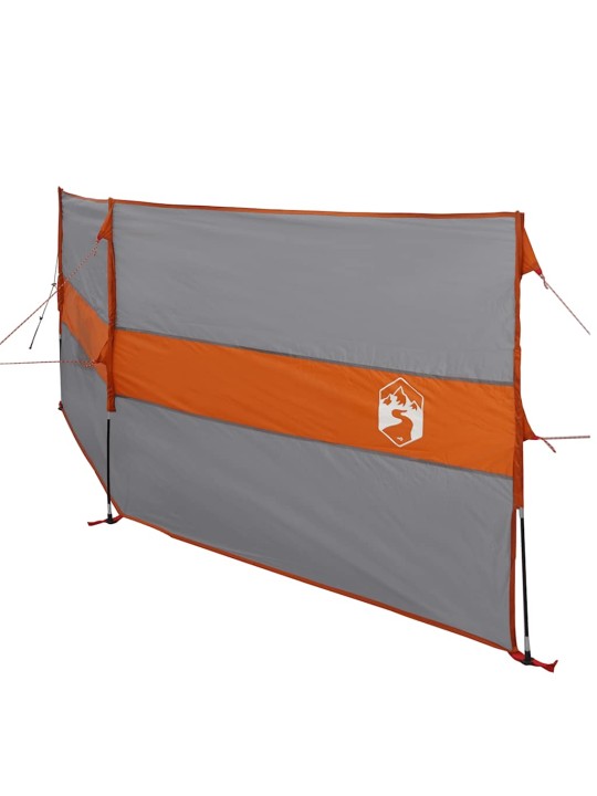Kempingový větrolam šedý a oranžový 344x120 cm nepromokavá