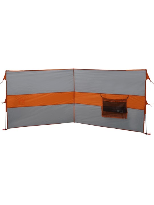 Kempingový větrolam šedý a oranžový 344x120 cm nepromokavá