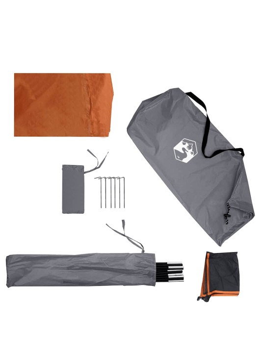 Kempingový větrolam šedý a oranžový 344x120 cm nepromokavá