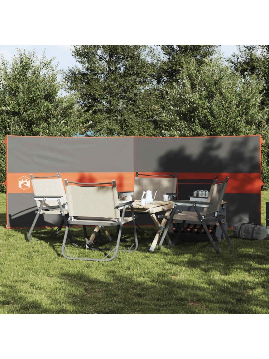 Kempingový větrolam šedý a oranžový 344x120 cm nepromokavá