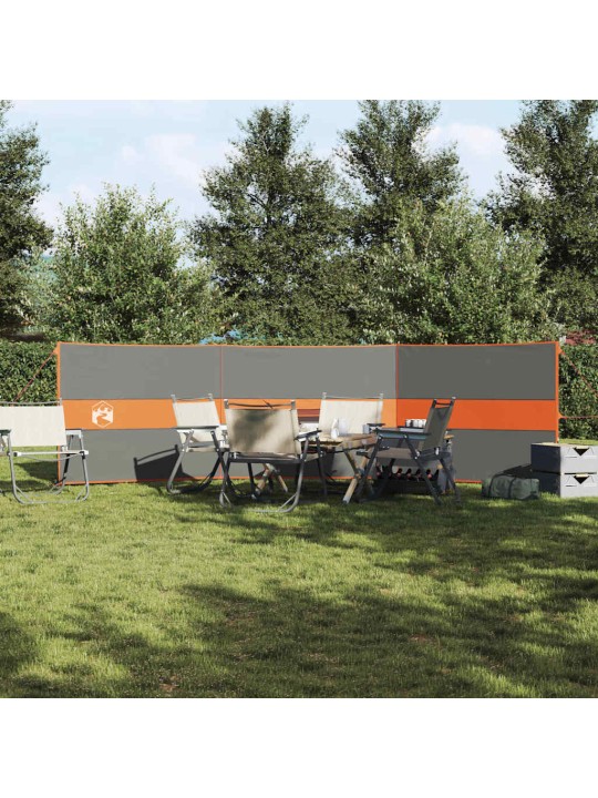 Kempingový větrolam šedý a oranžový 490x123 cm nepromokavá