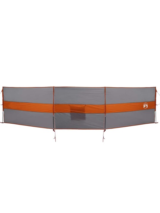 Kempingový větrolam šedý a oranžový 490x123 cm nepromokavá